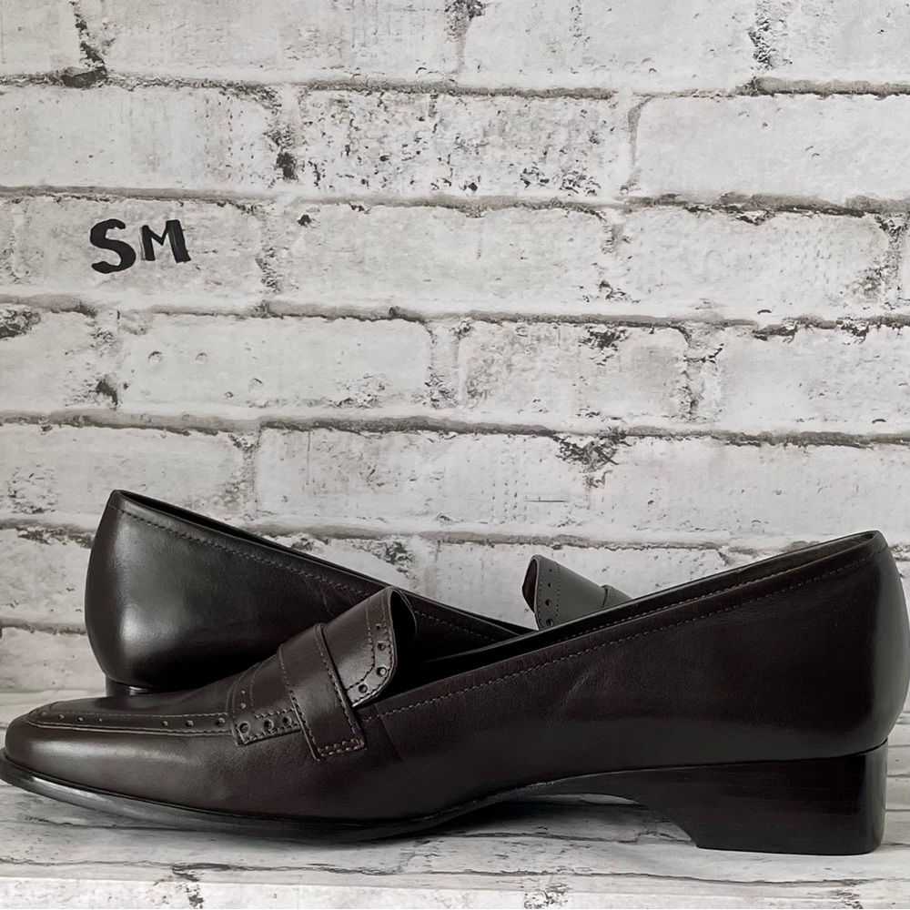 Etienne Aigner Women’s Leather Slip On Brown Loafers Old Money Preppy Size 9M - Picture 10 of 16